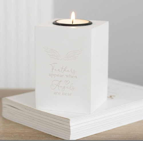 Angel wing Wooden Block Tea Light Holder