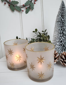 Frosted Star tea light Holder - Gold