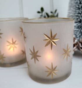 Frosted Star tea light Holder - Gold