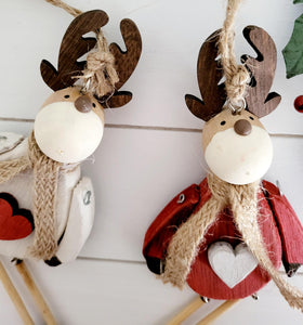 Rustic red or white Reindeer Hanger