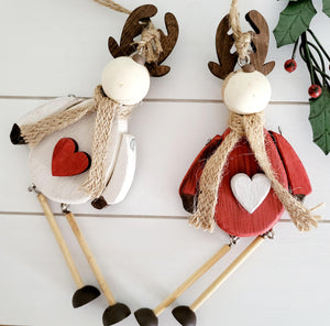 Rustic red or white Reindeer Hanger