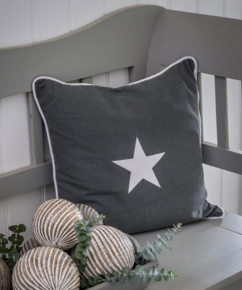 Grey star hot sale print cushion