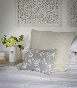 Grey Floral Cushion